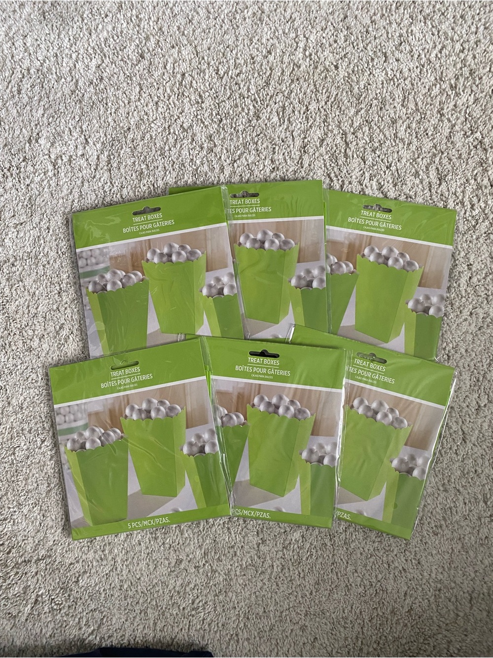 6-Pack (30 total) Amscan Small Kiwi Green Paper Popcorn Treat Boxes